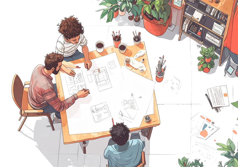 Closing banner image from Northern Sky Design Studio’s About page with call-to-action for creative collaboration