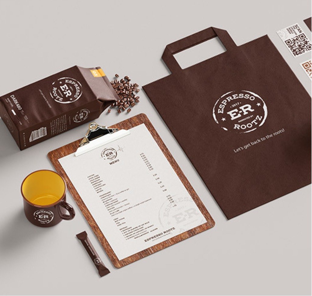 Service category graphic for Northern Sky Design Studio showcasing branding, packaging, print design, digital assets, and environmental graphics.