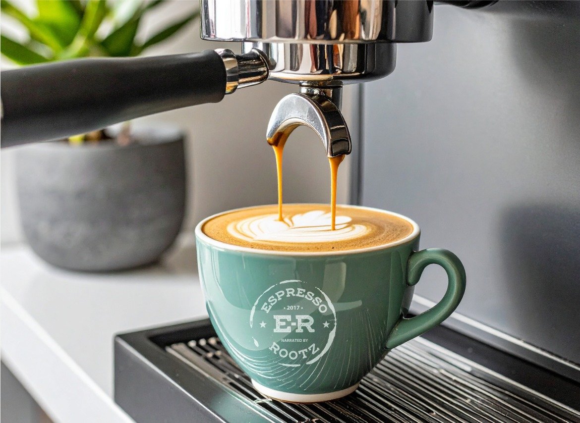 Branded coffee mug design for Espresso Rootz, part of a full identity system delivering consistency across packaging and merchandise.