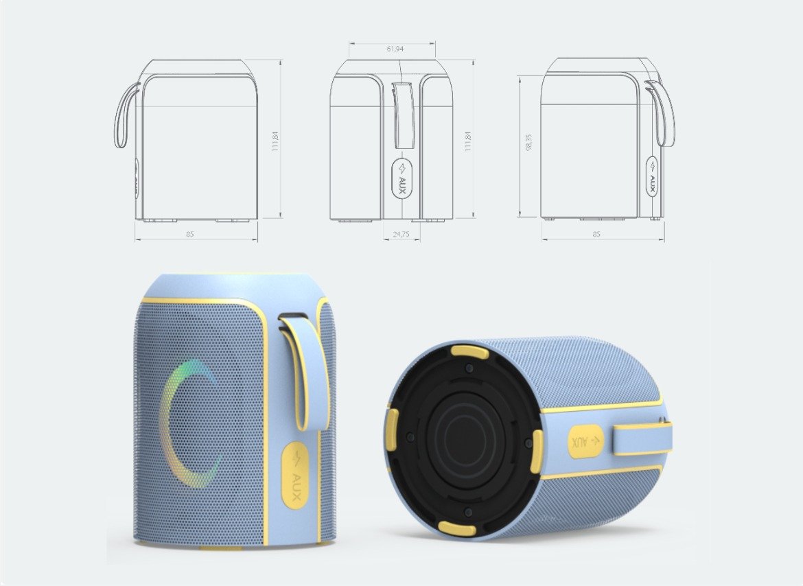 Concept development for Bluetooth speakers, combining audio function with portable form and modern industrial design language.
